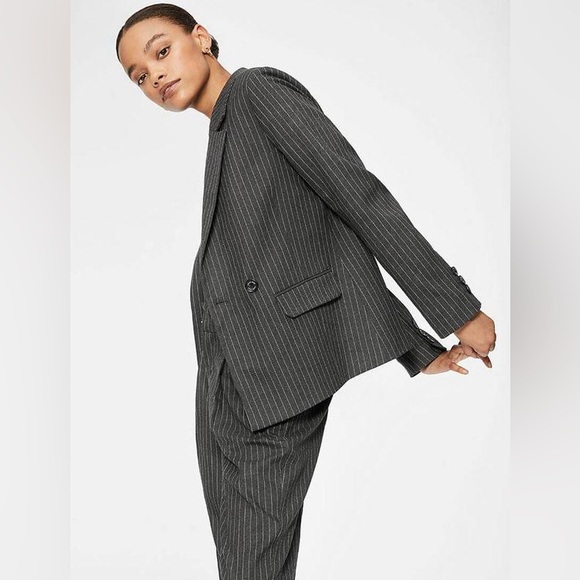 NWT Anine Bing Becky Pinstriped Single-Button Blazer - Picture 4 of 6